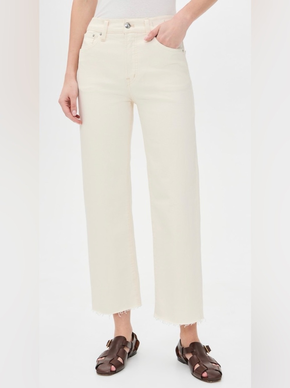 NWT Madewell Perfect Vintage Ivory Wide-Leg Cropped High Rise Denim
Jeans 25